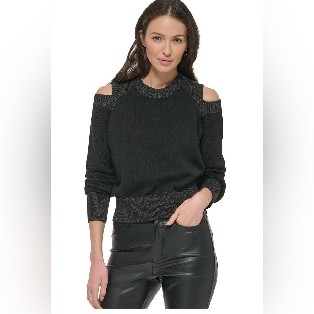 🩶🖤 DKNY Cutout Shoulder Sweater-SZ L🖤🩶NWT - Picture 11 of 11